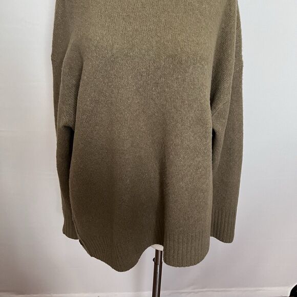 All Saints Women's Sweater Side Button Knitted Crewneck Long Sleeve Green Large - Picture 4 of 11
